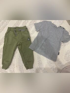 Volcom Kids Olive Green Joggers with Drawstring